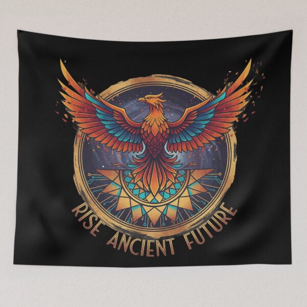 Item preview, Majestic Rising Phoenix Emblem Cyber Futuristic Art designed and sold by Uniquely Worlds.