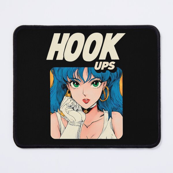 Item preview, Anime Girl With Bright Blue Hair Adjusting Earring Wearing Golden Hoop Earrings designed and sold by GordonBruen.