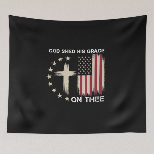 Item preview, God Shed His Grace On Thee Distressed Flag Cross designed and sold by FrankIsabel.