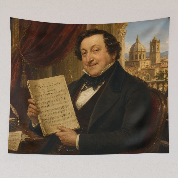 Item preview, Bel Canto Master: Gioachino Rossini Vintage Oil Painting - The Barber of Seville designed and sold by DoReMiStudio.