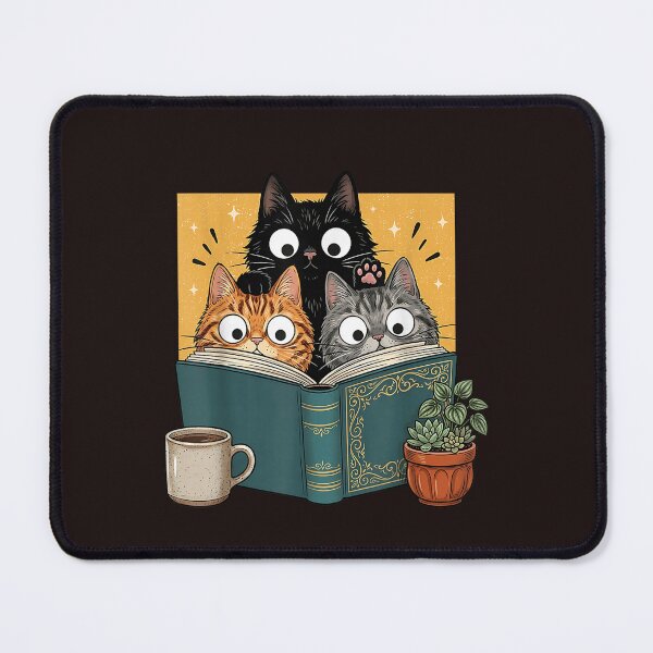 Item preview, Cat Reading Book Lover Vintage Cozy Library Cats Art Illustration designed and sold by mari-kayden.
