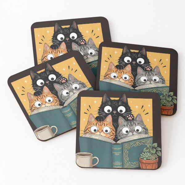 Item preview, Cat Reading Book Lover Vintage Cozy Library Cats Art Illustration designed and sold by mari-kayden.