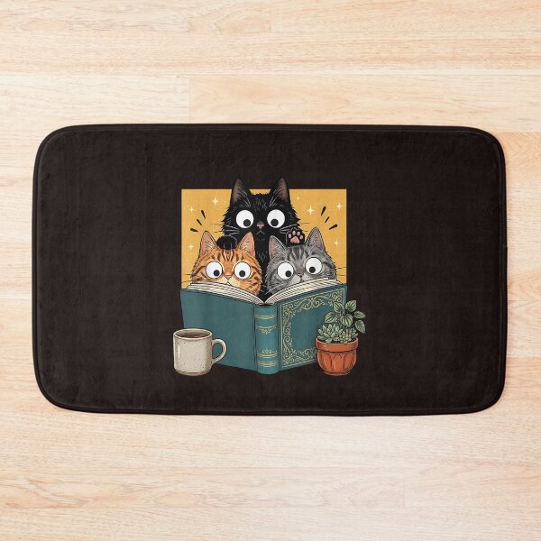 Item preview, Cat Reading Book Lover Vintage Cozy Library Cats Art Illustration designed and sold by mari-kayden.