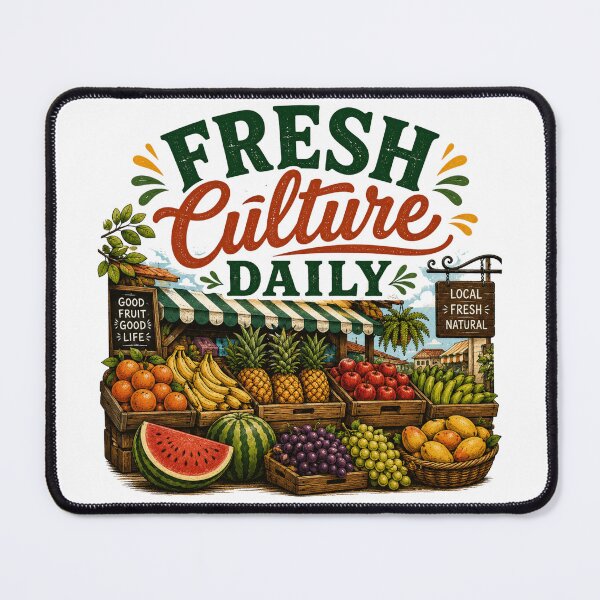 Item preview, Fresh Culture Daily – Vintage Fruit Market Illustration designed and sold by RJACreative.