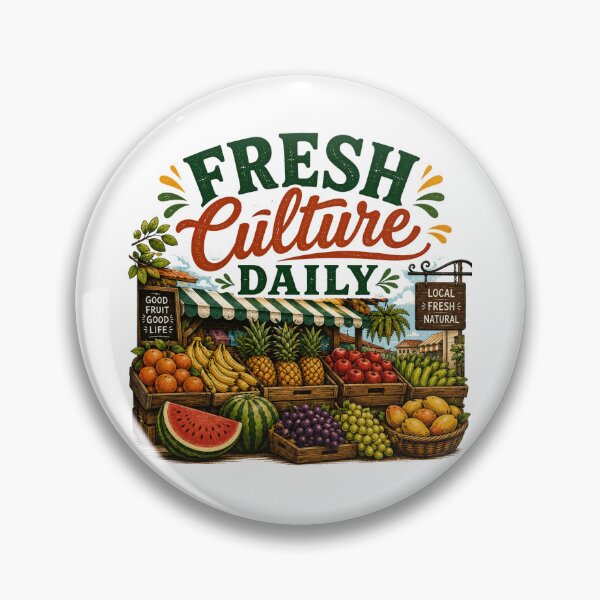 Item preview, Fresh Culture Daily – Vintage Fruit Market Illustration designed and sold by RJACreative.