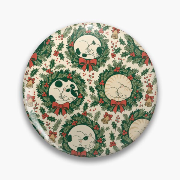 Item preview, Sleepy Winter Cats and Wreaths Seamless Pattern | Christmas Aesthetic Repeat Design designed and sold by StickyGuys.