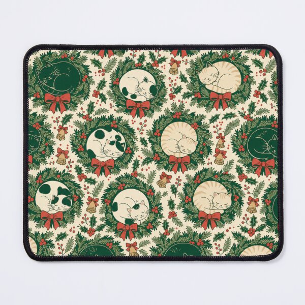 Item preview, Sleepy Winter Cats and Wreaths Seamless Pattern | Christmas Aesthetic Repeat Design designed and sold by StickyGuys.