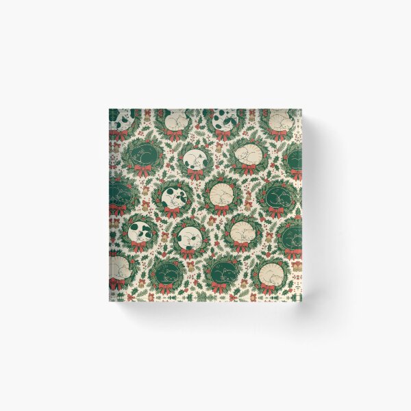 Item preview, Sleepy Winter Cats and Wreaths Seamless Pattern | Christmas Aesthetic Repeat Design designed and sold by StickyGuys.