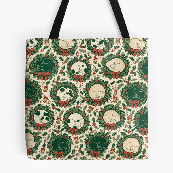 Item preview, Sleepy Winter Cats and Wreaths Seamless Pattern | Christmas Aesthetic Repeat Design designed and sold by StickyGuys.