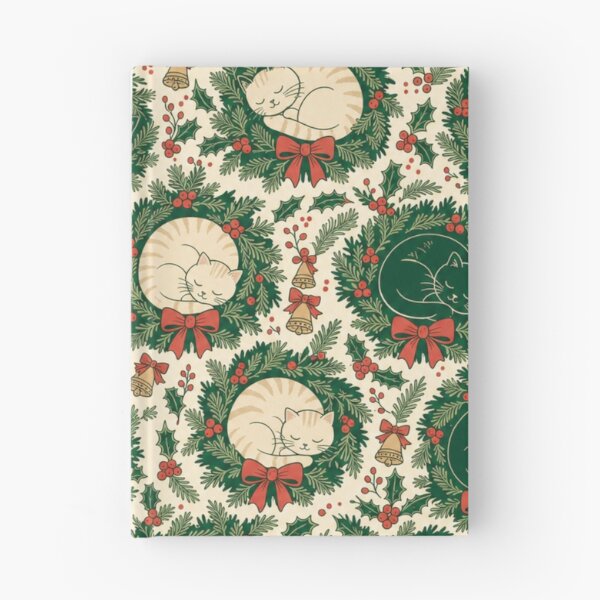 Item preview, Sleepy Winter Cats and Wreaths Seamless Pattern | Christmas Aesthetic Repeat Design designed and sold by StickyGuys.