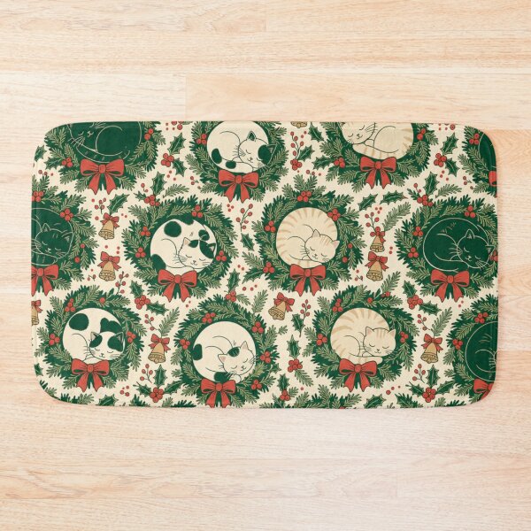 Item preview, Sleepy Winter Cats and Wreaths Seamless Pattern | Christmas Aesthetic Repeat Design designed and sold by StickyGuys.
