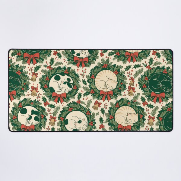 Item preview, Sleepy Winter Cats and Wreaths Seamless Pattern | Christmas Aesthetic Repeat Design designed and sold by StickyGuys.