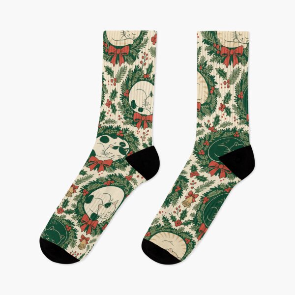 Item preview, Sleepy Winter Cats and Wreaths Seamless Pattern | Christmas Aesthetic Repeat Design designed and sold by StickyGuys.