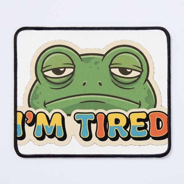 Item preview, I'm Tired Funny Frog Retro Sticker designed and sold by RoyArt0.