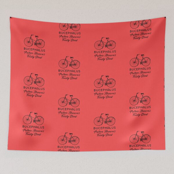 Item preview, Father Brown’s Trusty Steed (on Orange-Red) designed and sold by PawsitiveMum3.