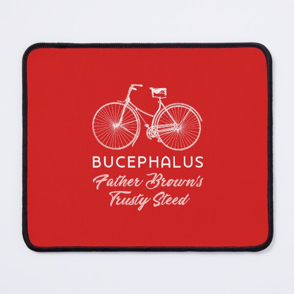 Item preview, Father Brown’s Trusty Steed (White on Orange-Red) designed and sold by PawsitiveMum3.