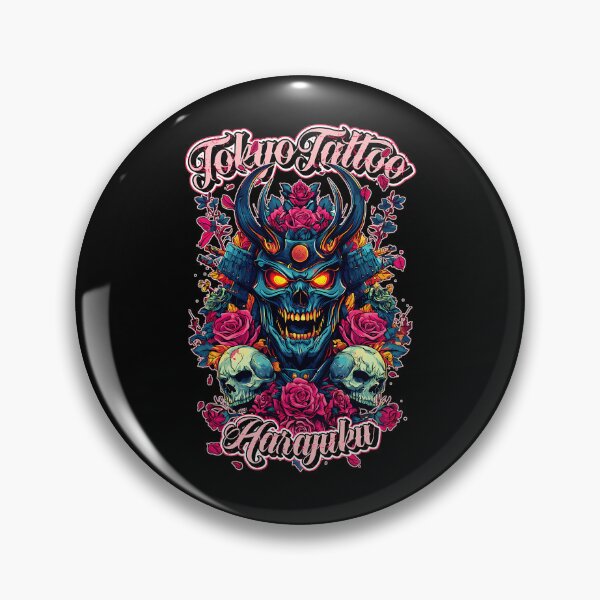 Item preview, Horned Samurai Skull Surrounded By Glowing Roses And Skulls designed and sold by TremayneWitting.