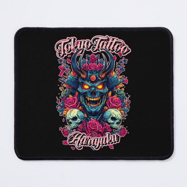 Item preview, Horned Samurai Skull Surrounded By Glowing Roses And Skulls designed and sold by TremayneWitting.