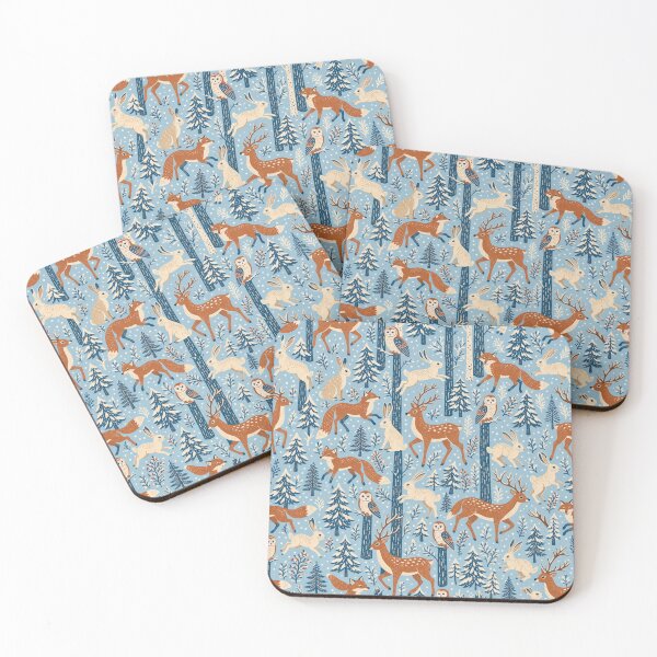 Item preview, Snowy Woodland Foxes and Hares Seamless Pattern | Christmas Aesthetic Repeat Design designed and sold by StickyGuys.