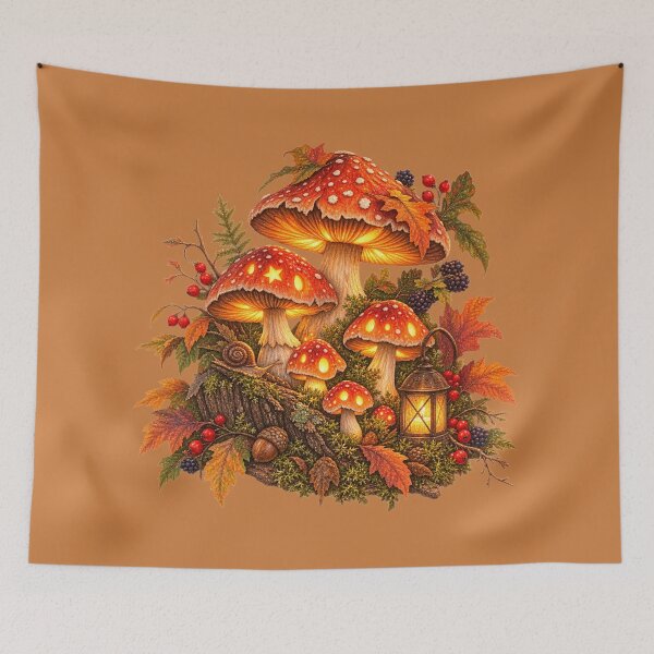 Item preview, Cottagecore Jack-o-Lantern Mushroom Watercolor Art – Whimsical Halloween Print designed and sold by MagicMakerPh.