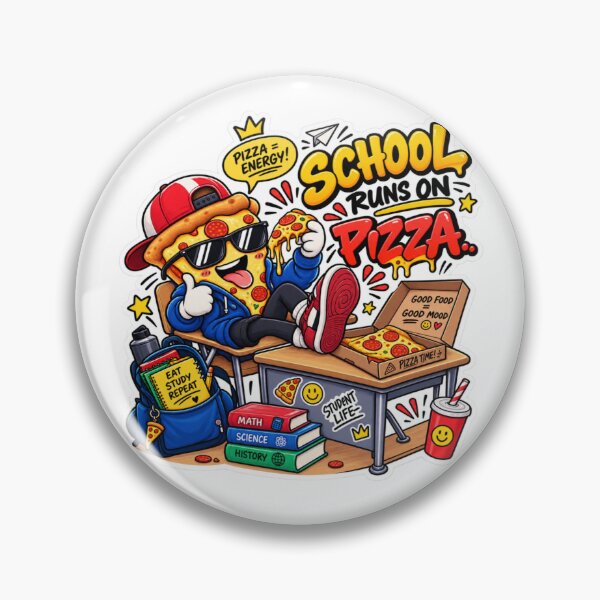 Item preview, School Runs on Pizza Funny Student Sticker | Pizza Lover & School Life designed and sold by Genzfirevibes.