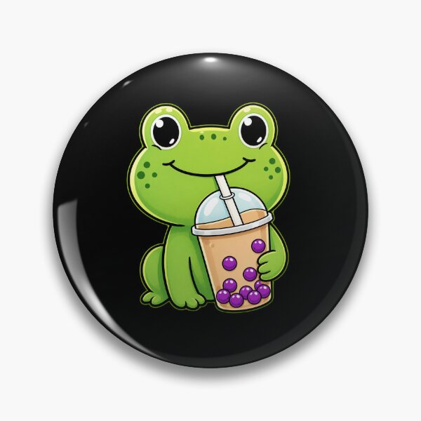 Item preview, Cute Frog Drinking Bubble Tea Kawaii Boba Lover Graphic Design designed and sold by MiALopezArt.