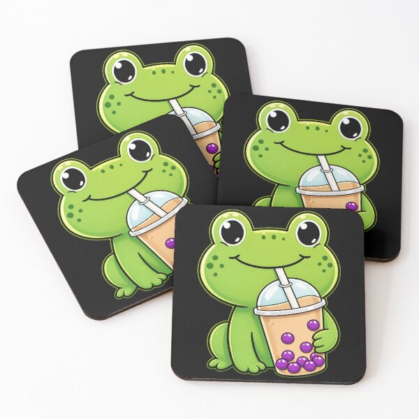 Item preview, Cute Frog Drinking Bubble Tea Kawaii Boba Lover Graphic Design designed and sold by MiALopezArt.