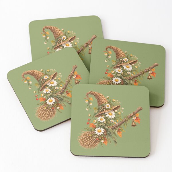 Item preview, Cottagecore Chamomile on Broomstick Watercolor Art – Whimsical Halloween Print designed and sold by MagicMakerPh.