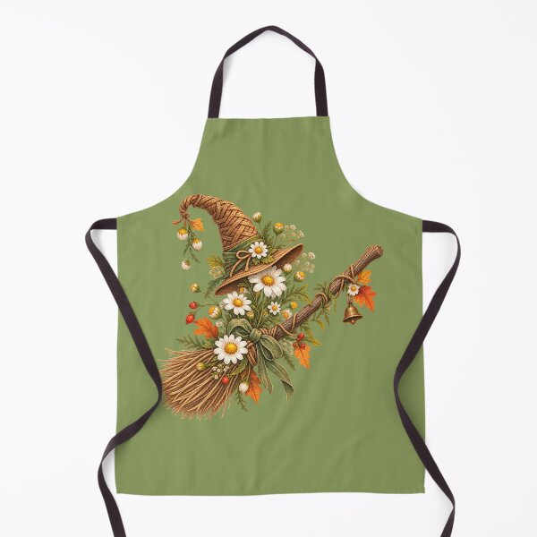 Item preview, Cottagecore Chamomile on Broomstick Watercolor Art – Whimsical Halloween Print designed and sold by MagicMakerPh.