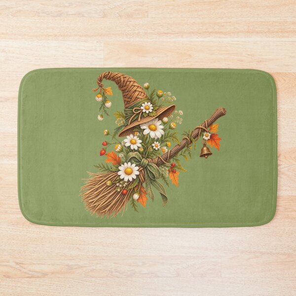 Item preview, Cottagecore Chamomile on Broomstick Watercolor Art – Whimsical Halloween Print designed and sold by MagicMakerPh.