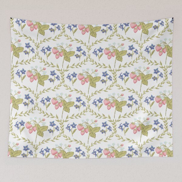 Item preview, Strawberry and Borage Cottagecore (repeating pattern) designed and sold by hanwritten.