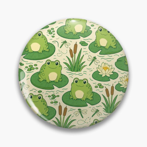 Item preview, Pond Frogs and Lily Pads Seamless Pattern | Frog Aesthetic Repeat Design designed and sold by StickyGuys.