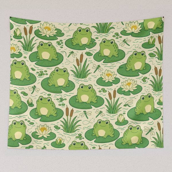 Item preview, Pond Frogs and Lily Pads Seamless Pattern | Frog Aesthetic Repeat Design designed and sold by StickyGuys.