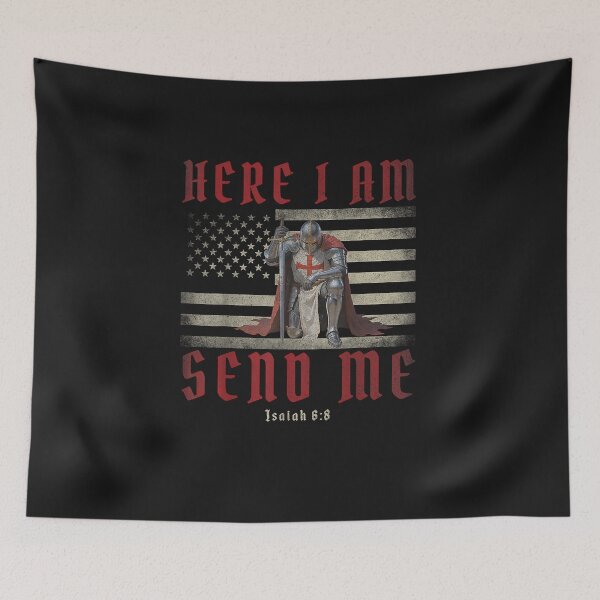 Item preview, Here I Am Send Me Knights Templar Crusader American Flag designed and sold by FrankIsabel.