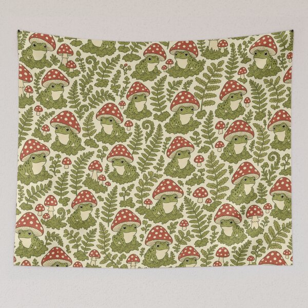 Item preview, Mushroom Frog Cottagecore Seamless Pattern | Frog Aesthetic Repeat Design designed and sold by StickyGuys.