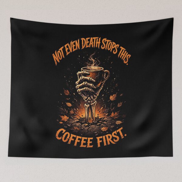 Item preview, Not Even Death Stops This Skeleton Coffee designed and sold by FeelGoodTee.