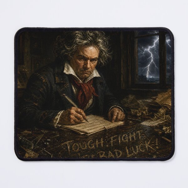 Item preview, Beethoven Quote: Tough fight with bad luck! - Dark Academia Classical Music Resilience Art designed and sold by DoReMiStudio.