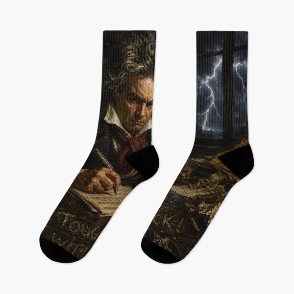 Item preview, Beethoven Quote: Tough fight with bad luck! - Dark Academia Classical Music Resilience Art designed and sold by DoReMiStudio.