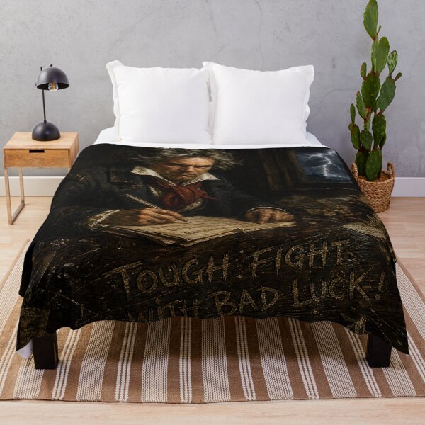 Item preview, Beethoven Quote: Tough fight with bad luck! - Dark Academia Classical Music Resilience Art designed and sold by DoReMiStudio.