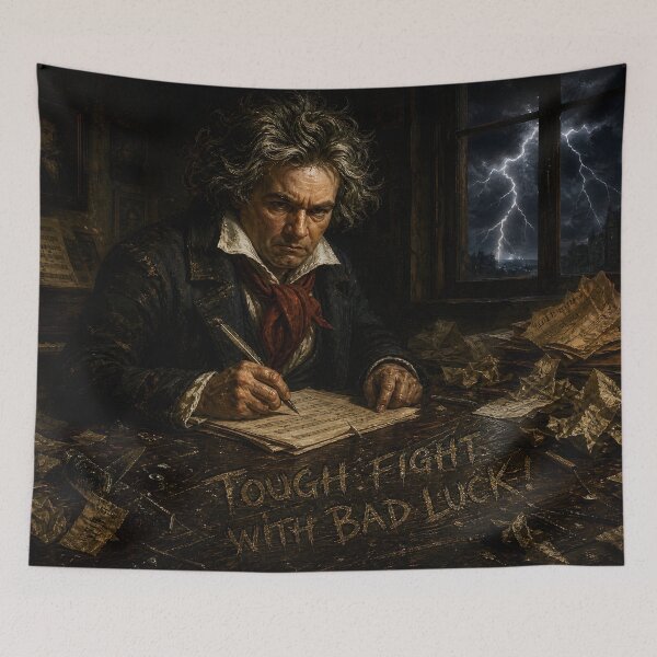 Item preview, Beethoven Quote: Tough fight with bad luck! - Dark Academia Classical Music Resilience Art designed and sold by DoReMiStudio.