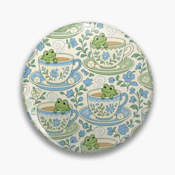 Item preview, Frogs and Teacups Seamless Pattern | Frog Aesthetic Repeat Design designed and sold by StickyGuys.
