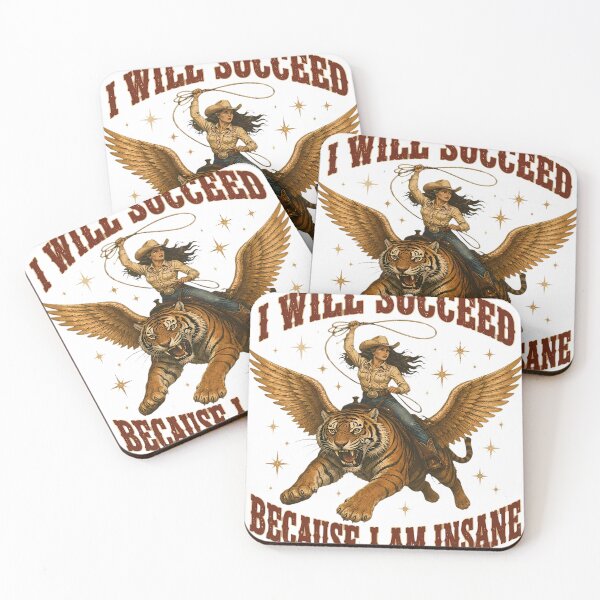 Item preview, I Will Succeed Because I Am Insane Motivational Tiger Rider designed and sold by DianneShelton.