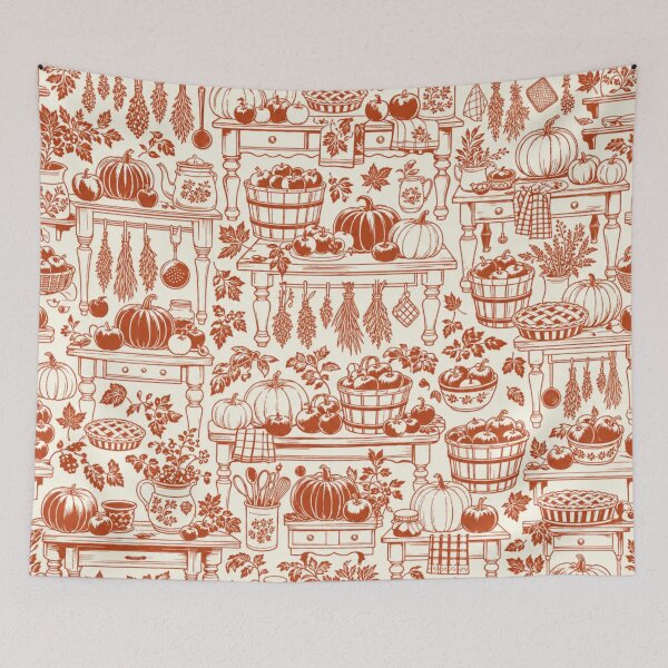 Item preview, Harvest Kitchen Toile Seamless Pattern | Autumn Aesthetic Repeat Design designed and sold by StickyGuys.