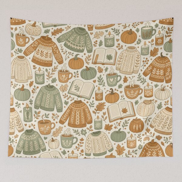 Item preview, Cosy Autumn Sweater Weather Seamless Pattern | Autumn Aesthetic Repeat Design designed and sold by StickyGuys.