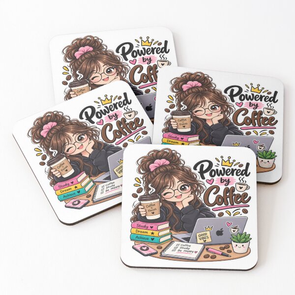 Item preview, Powered by Coffee Cute Student Sticker | Coffee Lover & Study Vibes designed and sold by Genzfirevibes.