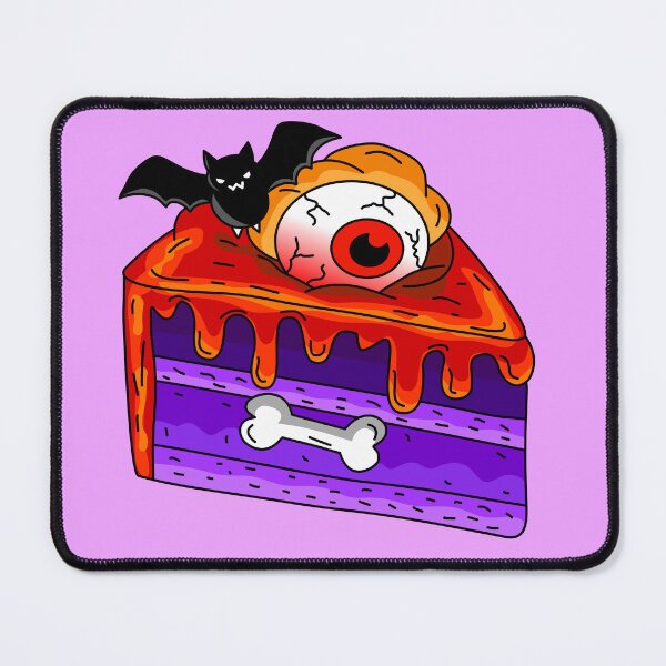Item preview, Spooky Halloween Bakery Purple Cake Slice with Eyeball Bat and Bone Vector Illustration designed and sold by RS4you.