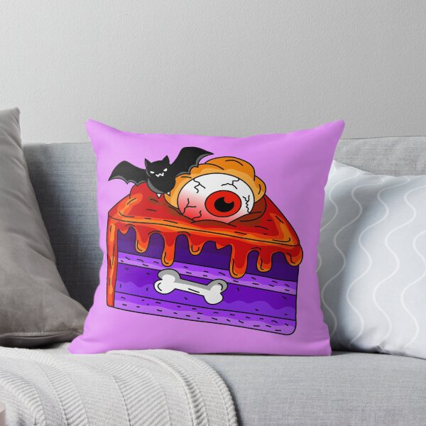 Item preview, Spooky Halloween Bakery Purple Cake Slice with Eyeball Bat and Bone Vector Illustration designed and sold by RS4you.