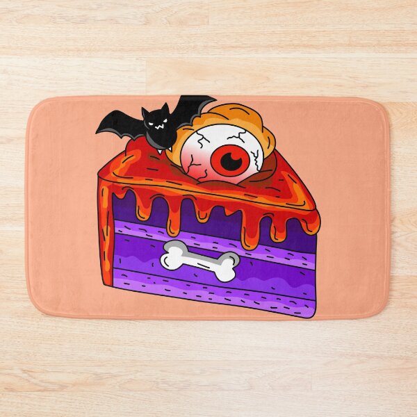 Item preview, Spooky Halloween Bakery Purple Cake Slice with Eyeball Bat and Bone Vector Illustration designed and sold by RS4you.