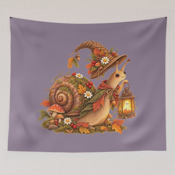 Item preview, Cottagecore Lantern Snail Watercolor Art – Whimsical Halloween Garden Print designed and sold by MagicMakerPh.