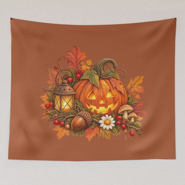 Item preview, Cottagecore Acorn & Pumpkin Watercolor Art – Cozy Halloween Woodland Print designed and sold by MagicMakerPh.